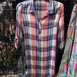 Faded Glory Red and Blue Plaid Shirt Dress